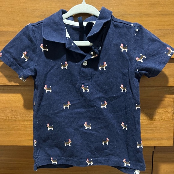 Janie and Jack  Navy Polo with Dog Pattern - Picture 1 of 3